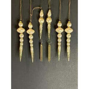 Vintage Lot Of 6 Victorian Style Beaded Plastic Icicle Christmas Ornaments